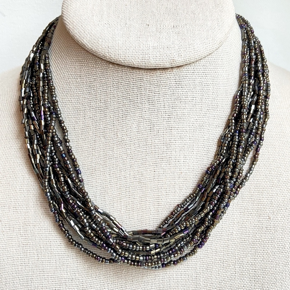 Premier Designs Chocolate Kiss necklace with iridescent brown glass seed beads